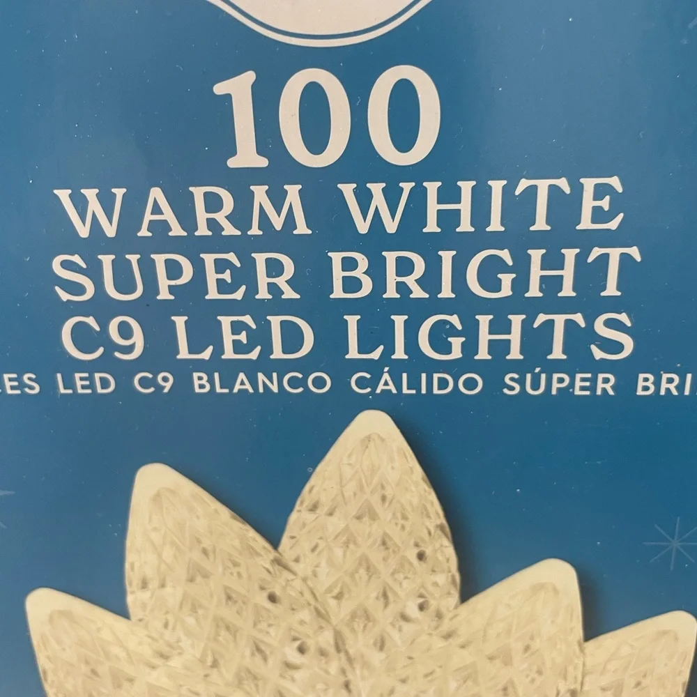 Holiday Time 100 Count White LED Super Bright C9 Christmas Lights Indoor Outdoor